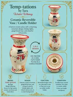 Temp-tations by Tara Winter Whimsy Ceramic Reversible Vase and Candle Holder